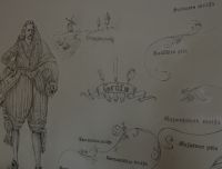 Interjers kafejnīcā Grāfs - sienas zīmējums, kur attēlots Grāfs. pilis un muižas Bauskas novadā, Rundāles tuvumā