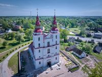 Aeroskats uz Skaistkalnes katoļu baznīcu