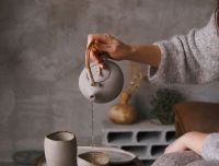 Elegants keramikas tējas komplekts. Unikāls produkts. Roku darbs.