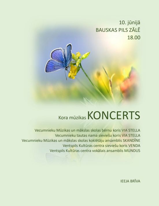 Koru mūzikas koncerts Bauskas pils zālē