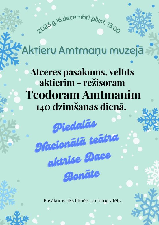 Atceres pasākums. Teodoram Amtmanim 140!