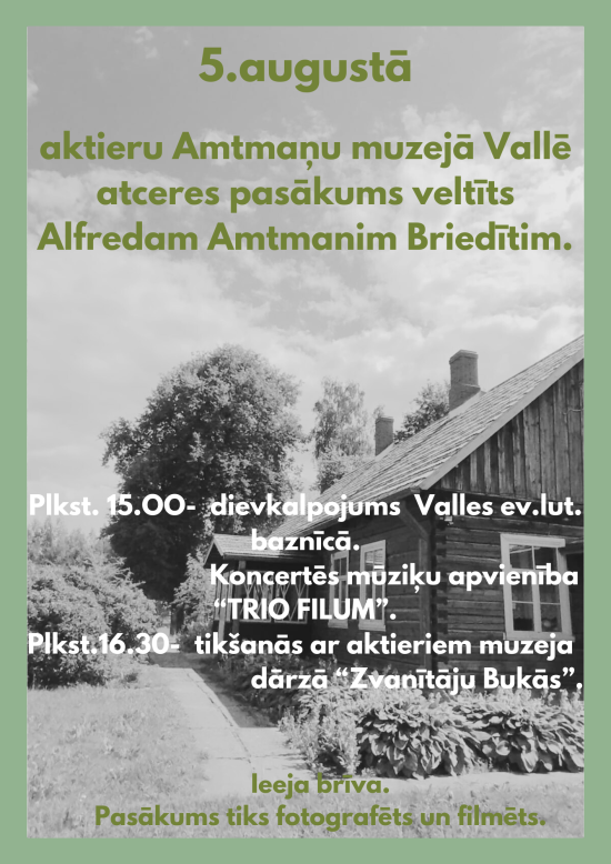 Atceres pasākums aktieru Amtmaņu muzejā
