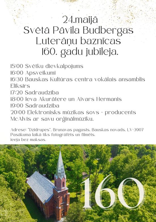 Svētā Pāvila Budbergas Luterāņu baznīcas 160 gadu jubileja