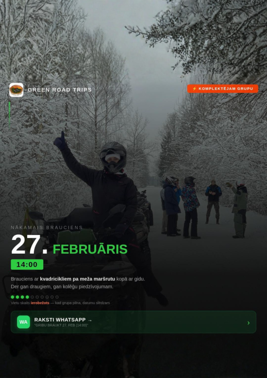 Brauciens ar kvadracikliem pa meža maršrutu
