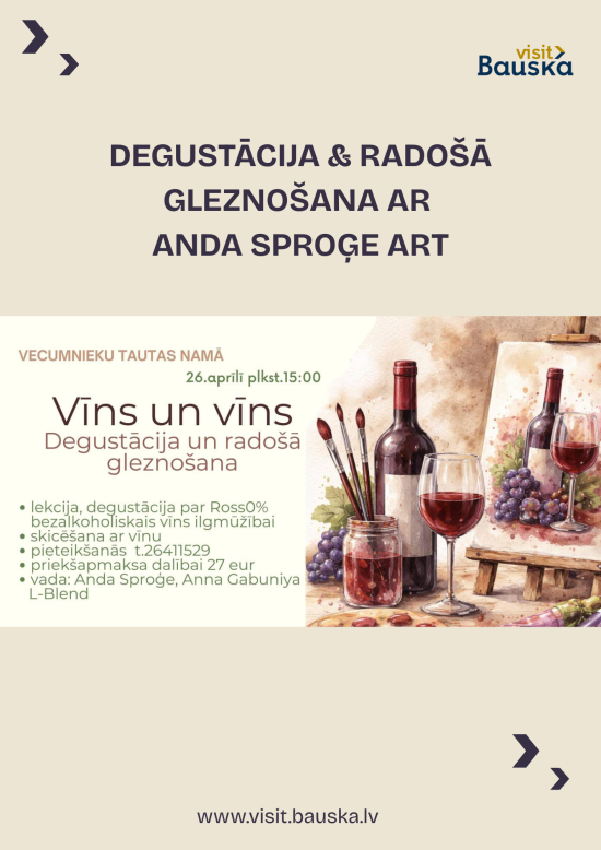 Degustācija & radošā gleznošana ar Anda Sproģe ART