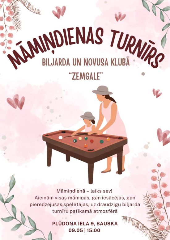 Māmiņdienas turnīrs biljarda un novusa klubā 