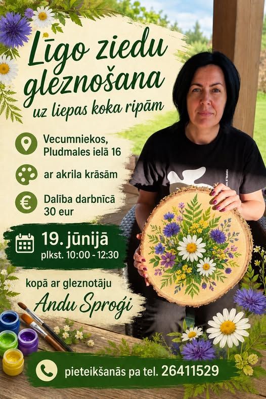 Jaanipäeva lillede maalimine koos Anda Sproģega